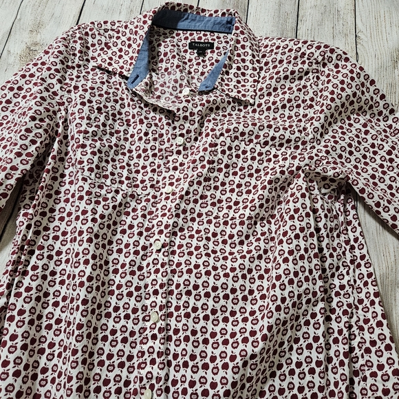 Talbots Women's long sleeve button up apple print shirt size 12 - Picture 2 of 5
